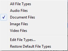 file types menu
